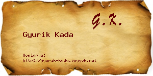 Gyurik Kada névjegykártya